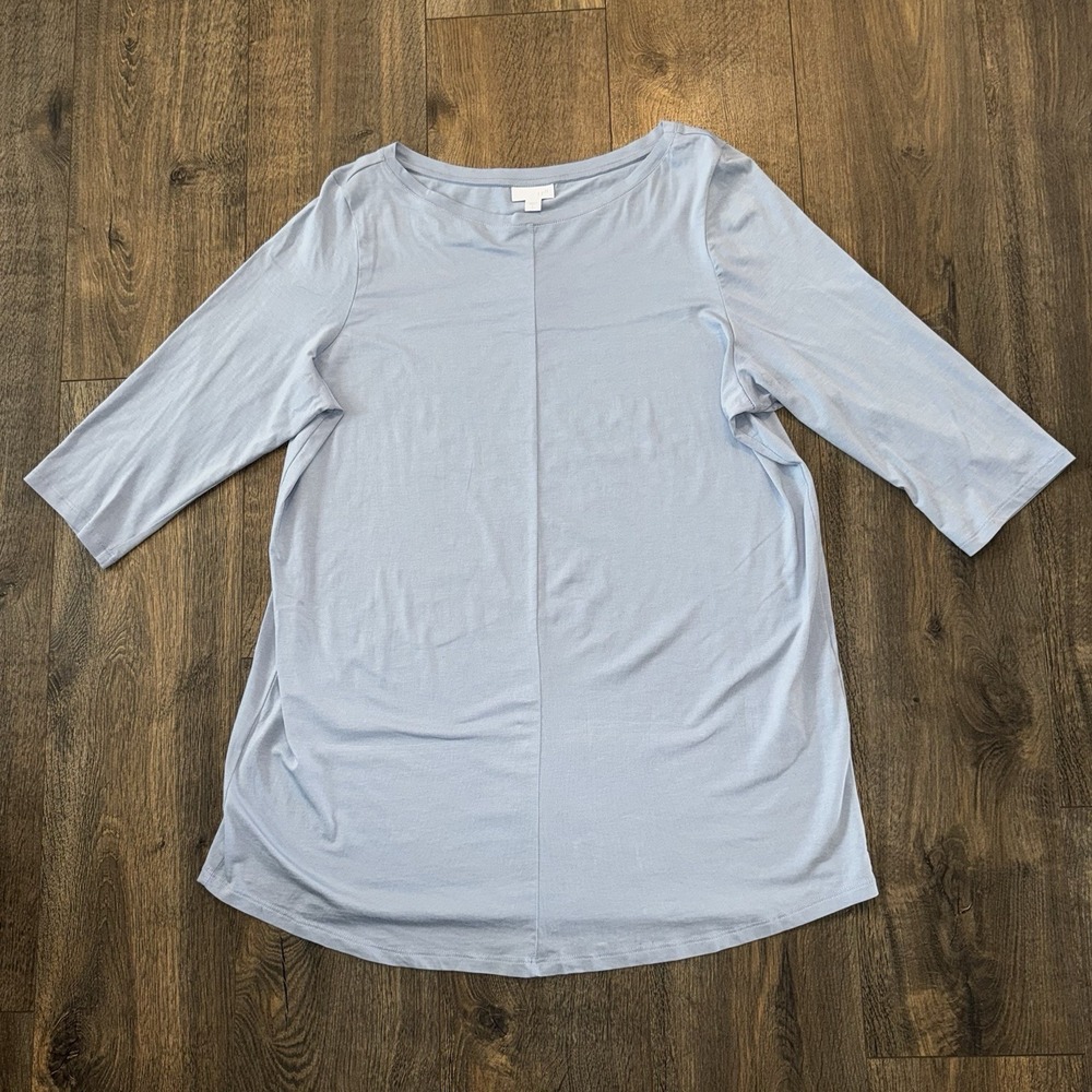 J Jill‎ Top Women's Sz LT Long Sleeve Blue Shirt Stretchy Athleisure Workout